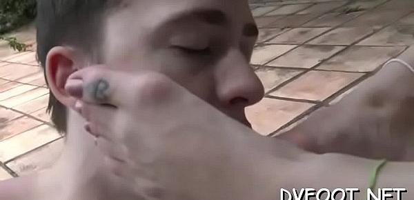  Hot foot fetisj play with chick fingering while feet licked